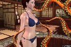 Hentai tentacules molester une fille en bikini bleu